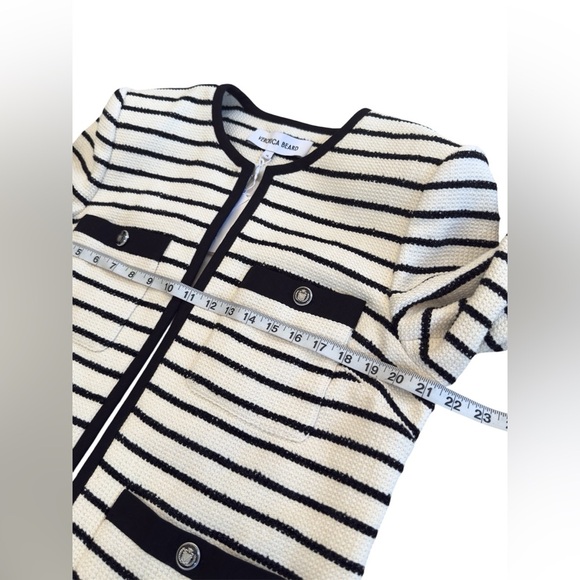 NWT VERONICA BEARD Foster Dickey striped jacket in ivory and black size 14 - Picture 7 of 15